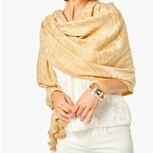 NWT AUTUMN WRAP IN SAND BAR CAN YOU ZEE ME SCARF with Tassels and zebra print